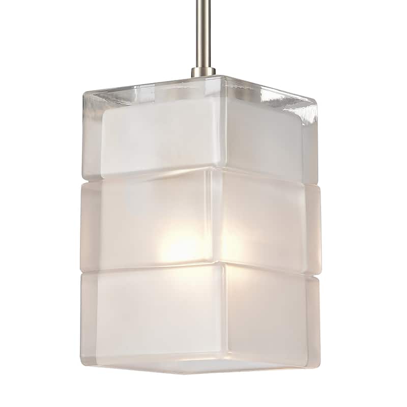 Elk Home Ice Blocks Satin Nickel With Frosted Glass 1 Light Pendant - 6''