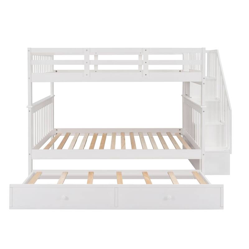 Merax Stairway Full over Full Bunk Bed with Twin Trundle