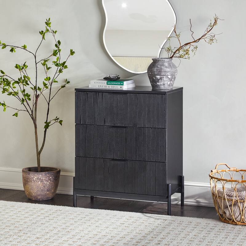 Middlebrook Designs Three Drawer Chest with Reeded Drawer Fronts