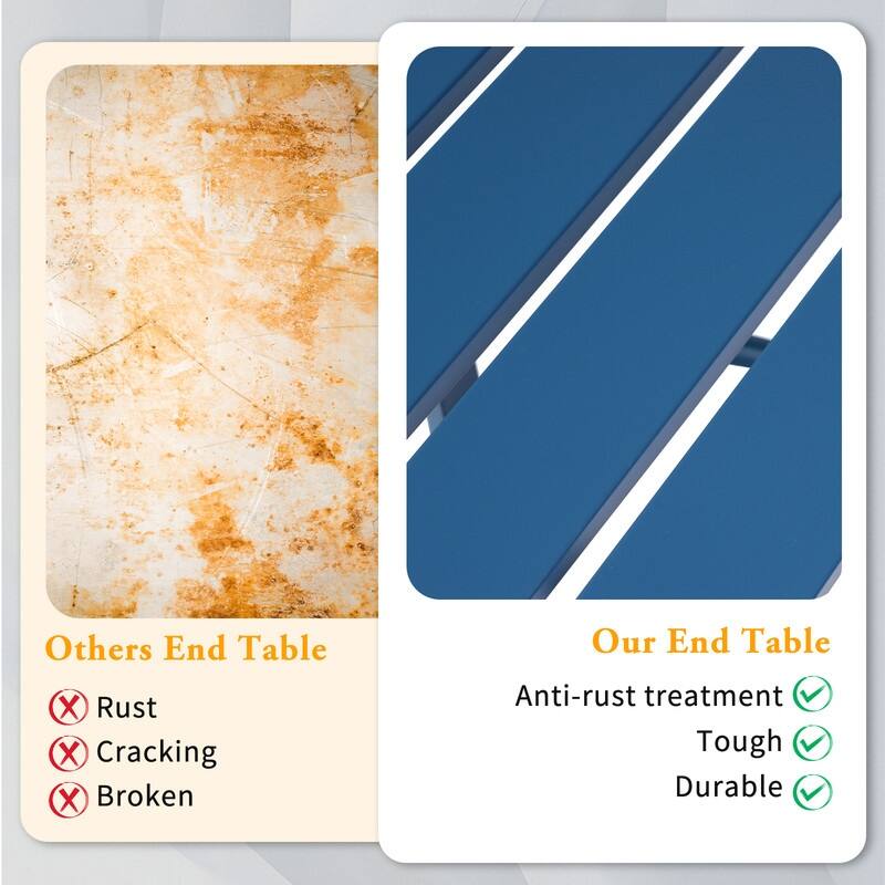 Metal Outdoor Round Side Table, Patio Coffee Bistro Table for Indoor Outdoor