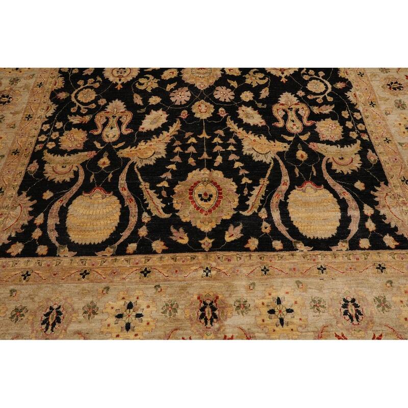 10x14 Exquisite Black & Beige 100% Wool Chobi Peshawarr Area Rug - 9' 3'' x 13' 4''