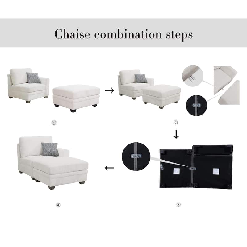 5 PCS Corduroy Flexible Combination Sectional Sofa Couch