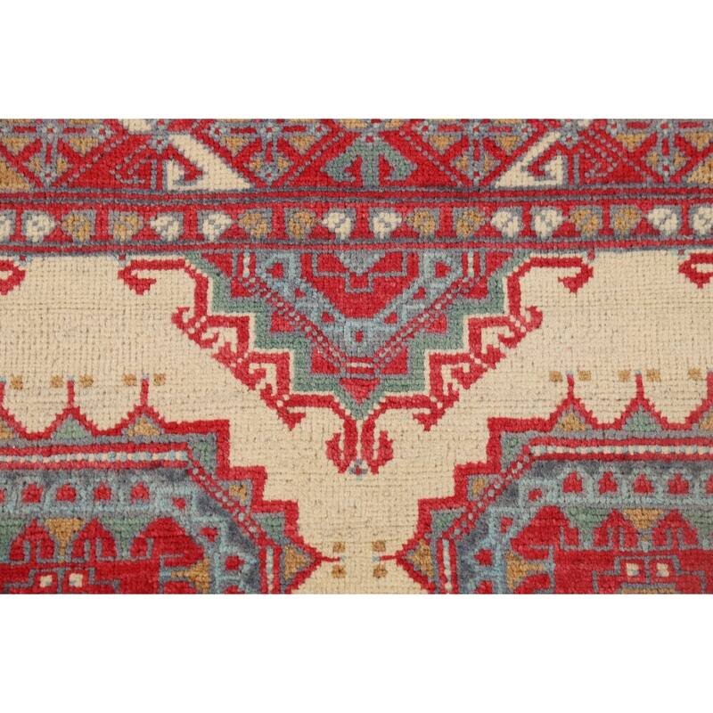 Geometric Kazak Foyer Rug Oriental Handmade Wool Carpet - 3'4" x 4'11"