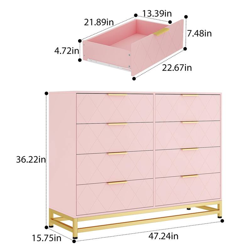 8 Drawer Dresser for Bedroom with Deep Drawers