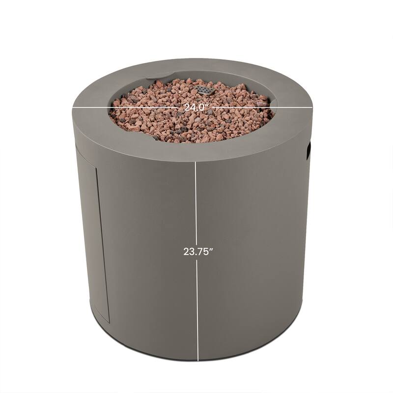 Aegean 24" Round Propane Fire Table in Mist Gray by Real Flame