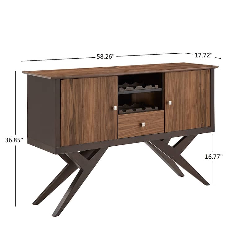 Priya Two-Tone Espresso and Walnut Finish Server by iNSPIRE Q Modern