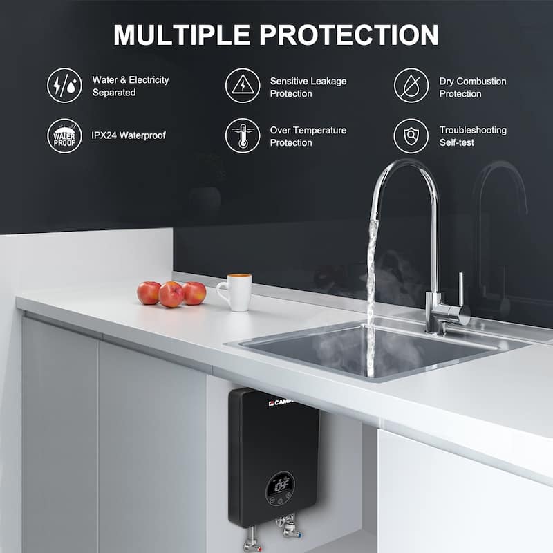 CAMPLUX 1.8 GPM Electric Tankless Water Heater 6kW 240V, Brick