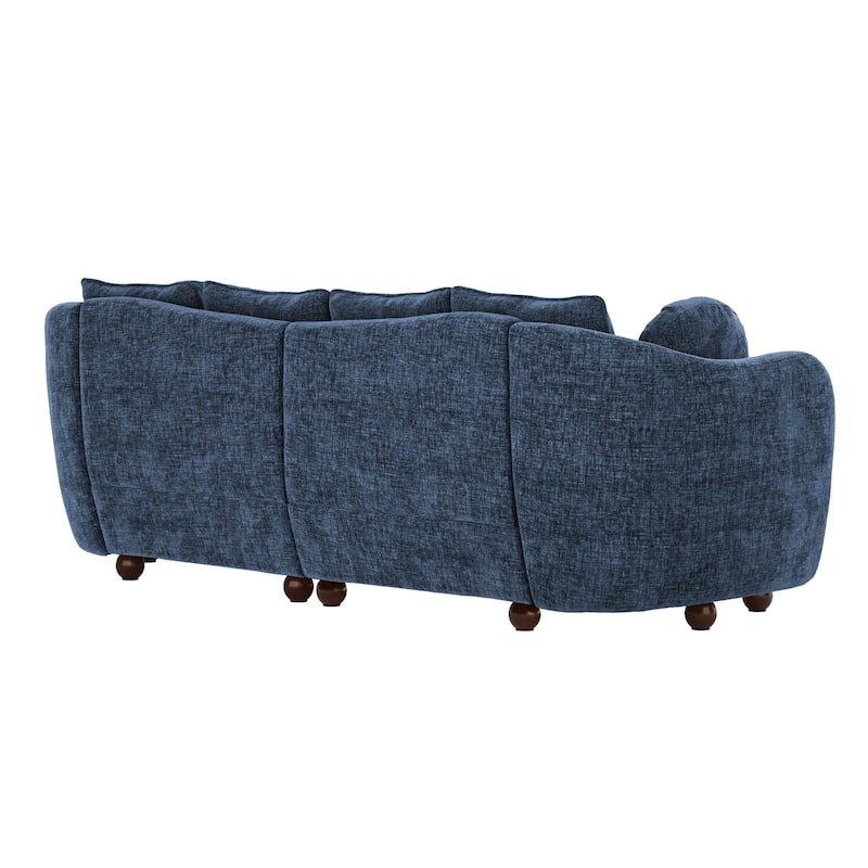 90.6" Chenille Upholstered Sofa with 6 Pillows, Modern 3-Seater Sofa Couch for Living Room Bedroom Apartment, White