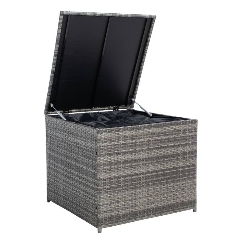 SAFAVIEH Helga Outdoor 4-Piece Conversation Patio Set with Storage - 57"W x 31"D x 26"H