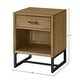 preview thumbnail 2 of 1, Newport 1-Drawer Solid Wood Nightstand with Charging Station, Natural Oak