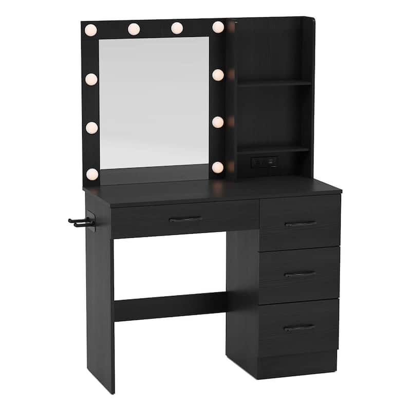 Costway Makeup Vanity Desk with Mirror and Lights Charging Station - 1 PCS