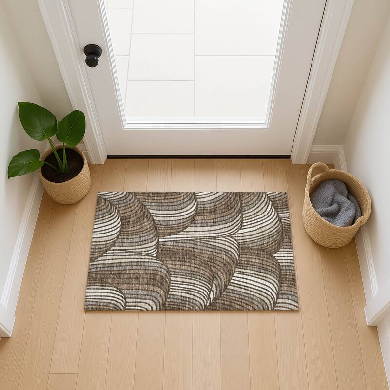 Machine Washable Indoor/ Outdoor Modern Parsons Chantille Rug