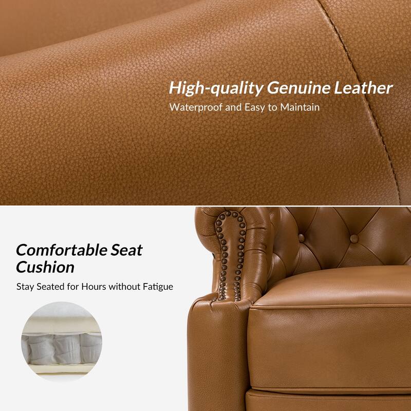Felipe Modern Genuine Leather Swivel Chair With Tufted Back Set of 2 By HULALA HOME