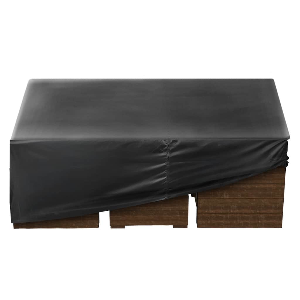 Black Oxford Fabric Waterproof Patio Furniture Cover with UV Protection Windproof Design - 126 x 126 x 32 inch