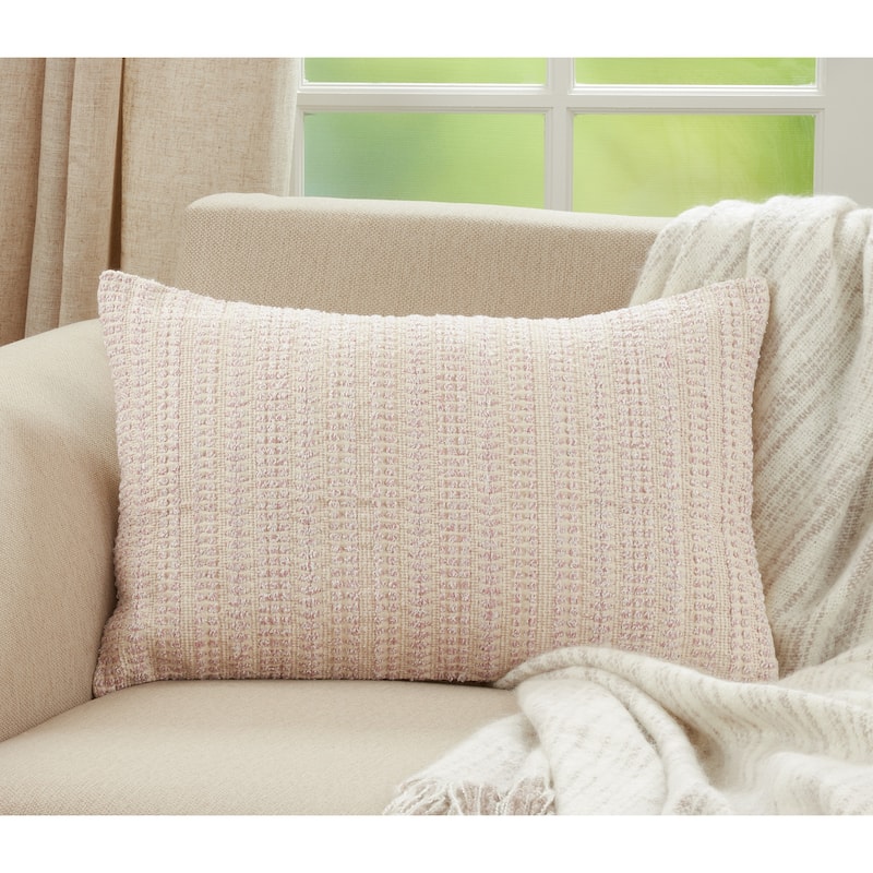 Woven Pillow With Line Design - 16"x24" - Cover Only - Pink
