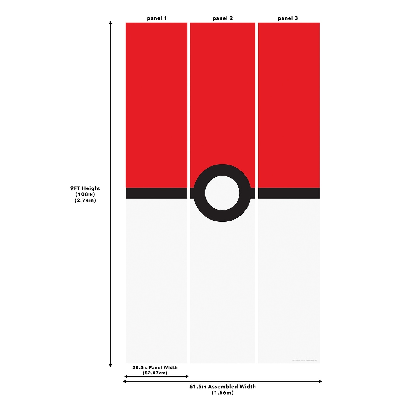 Pokmon Pokeball Red and White Peel and Stick Mural