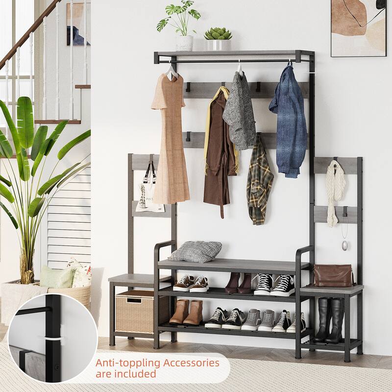 Futzca Hall Tree with Bench Shoe Storage