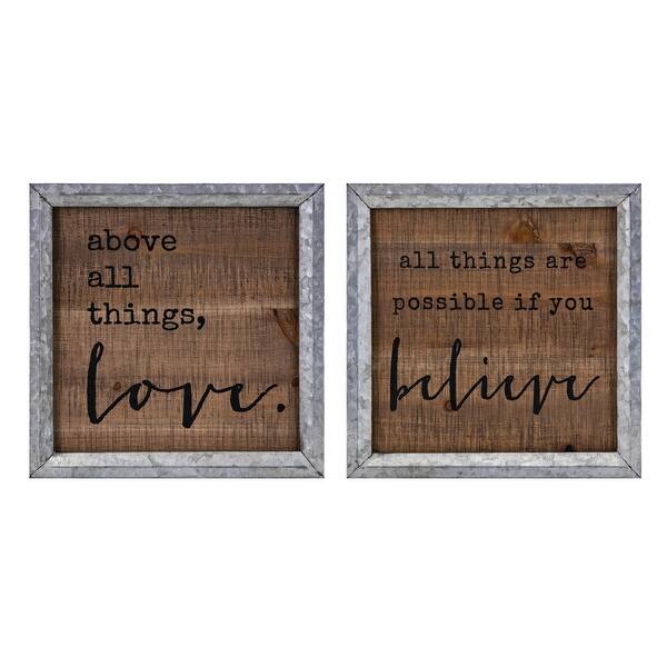 Shop Set Of 2 Brown And Gray Inspirational Quotes Printed Wall