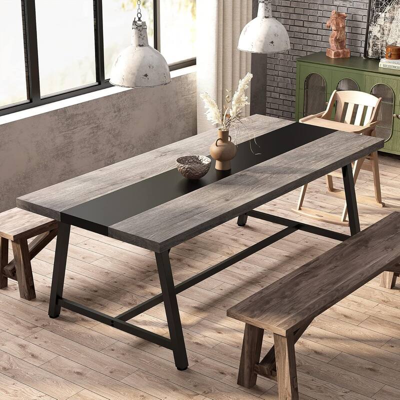 71-inch Dining Table for 8 People, Wood Kitchen Table for Big Family