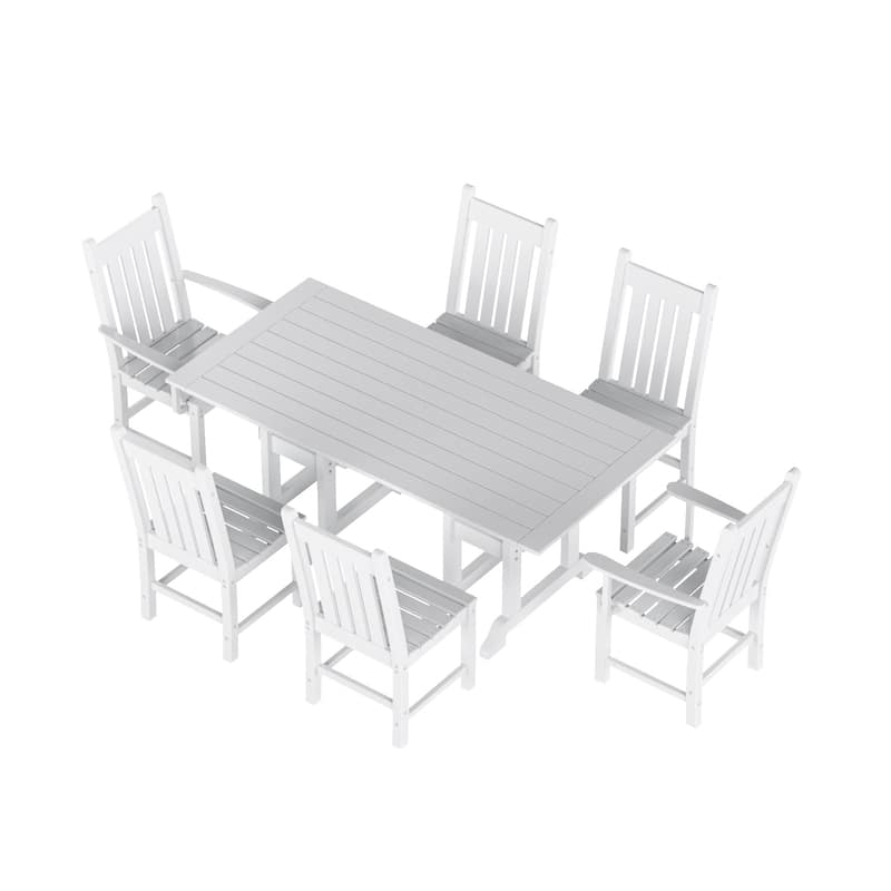 Laguna Hdpe All Weather Outdoor Patio Dining Set with Rectangle Table, Side Chairs (7-Piece Set)