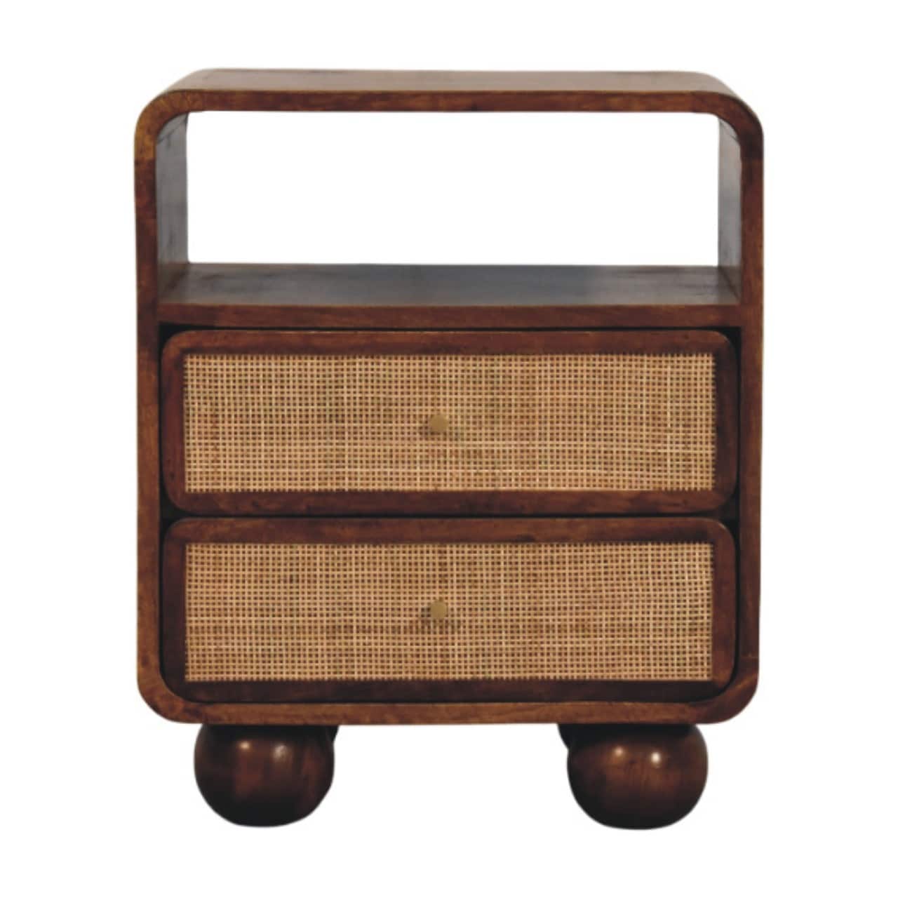 Artisan Furniture Solid Wood Larissa 2 Drawer Chestnut Nightstand ,Brown with 2 Drawers, 1 Shelf - N/A