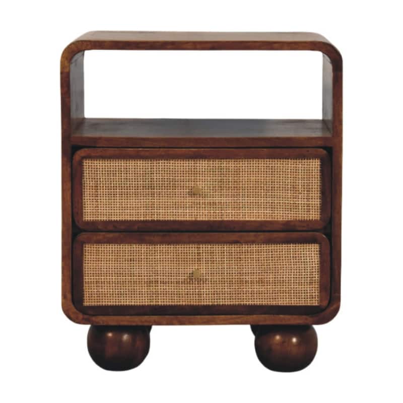 Artisan Furniture Solid Wood Larissa 2 Drawer Chestnut Nightstand ,Brown with 2 Drawers, 1 Shelf - N/A - Brown