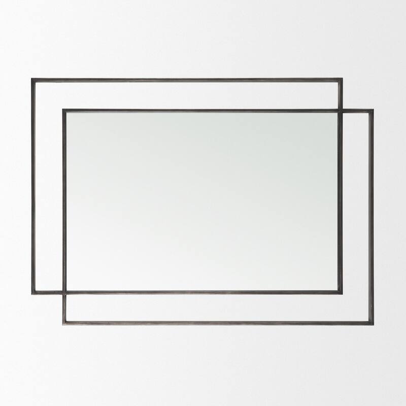 Tiva Rectangular Dual Metal Frame Gunmetal Mirror - 31.5L x 1.8W x 43.3H