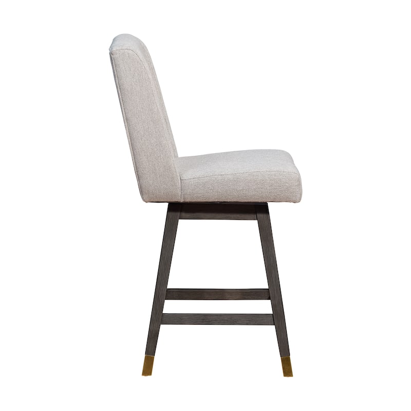 Stancoste Wingback Swivel Bar or Counter Stool with Wood Legs