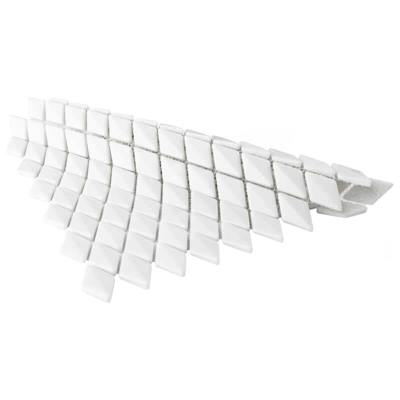 Merola Tile Expressions Beveled Diamond White 11-5/8" x 12" Glass Floor and Wall Tile
