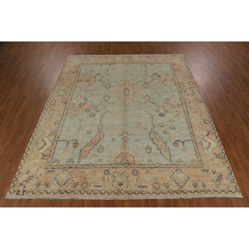 Vegetable Dye Oushak Turkish Rug Hand-Knotted Transitional Wool Carpet - 8'5" x 10'0"