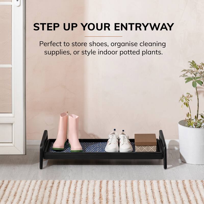 Jani Single-Tier Black Stand 3-Pair Rubber Boot Tray