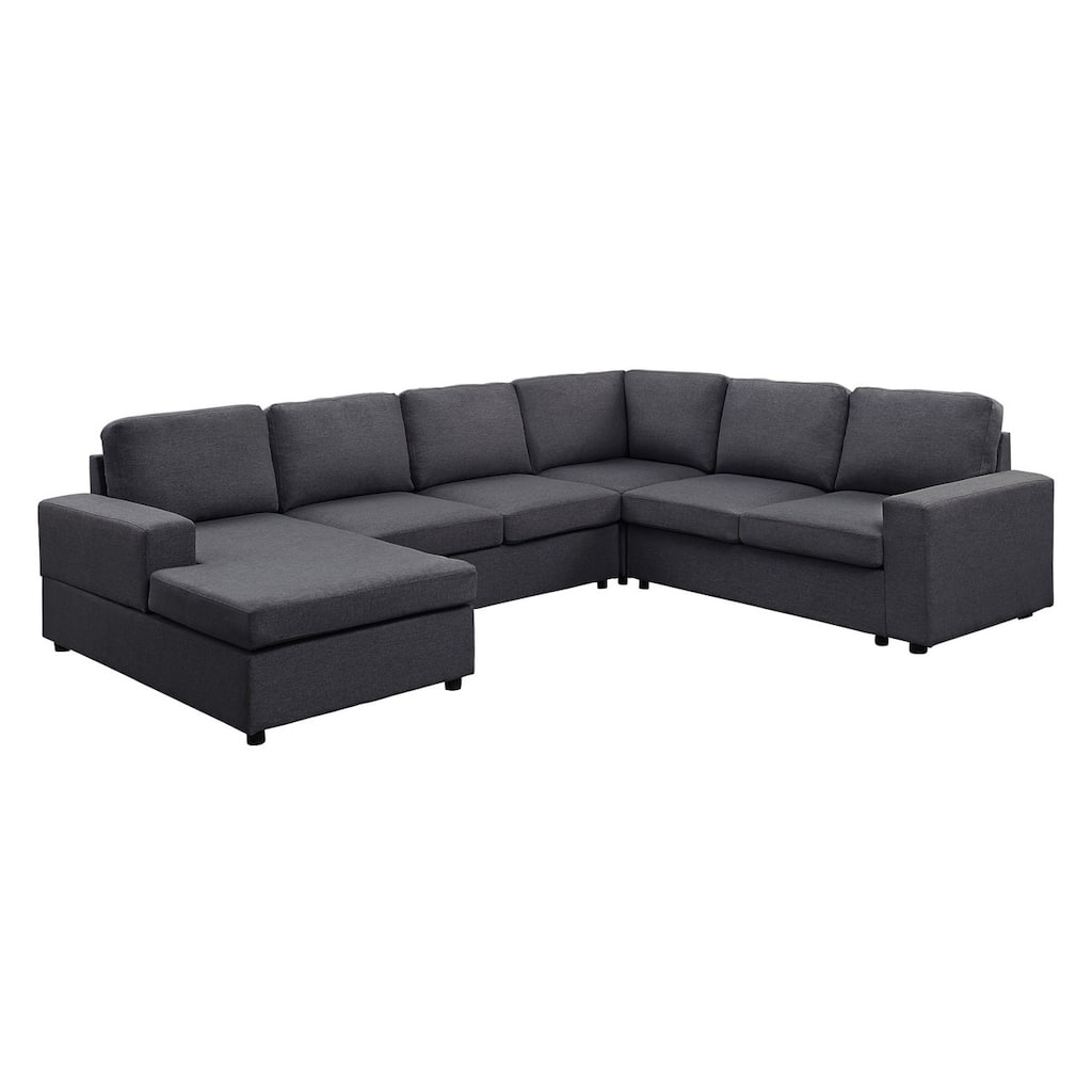 Linen Sectional Sofa with Reversible Chaise
