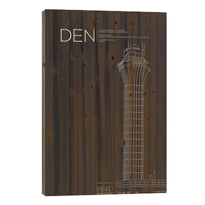 DEN Tower, Denver International Airport Print On Wood by 08 Left - Multi-Color