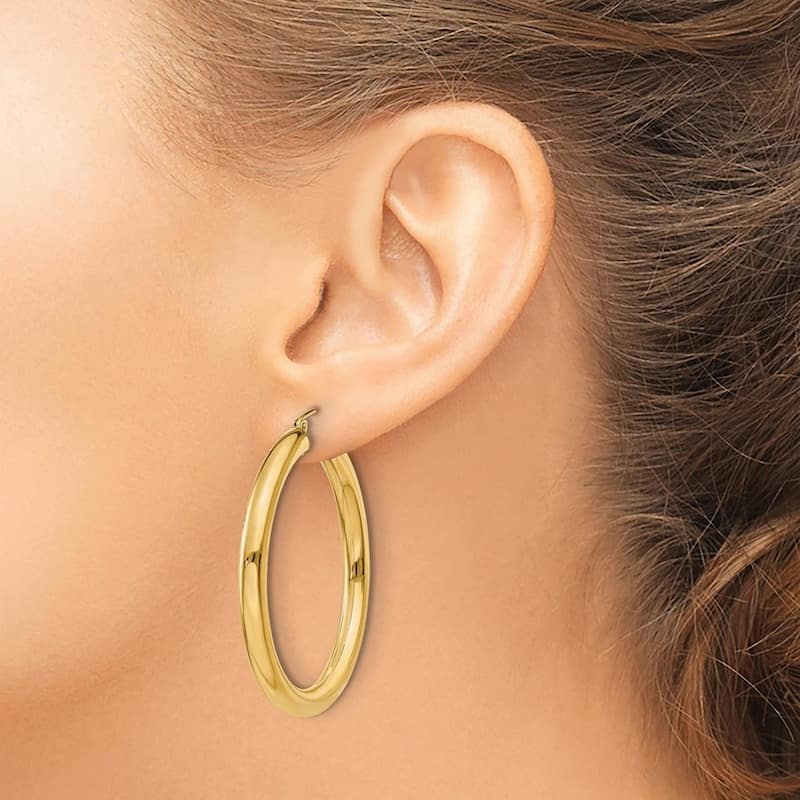 Curata 14k Yellow Gold Polished Polished Hoop Earrings - 40x40mm