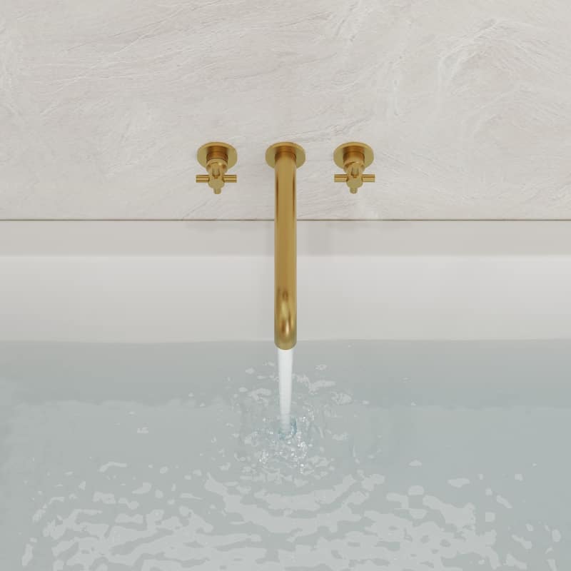 Double Handle Wall Mounted Tub Filler High Flow Tub Faucet Trim