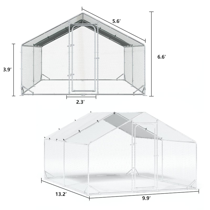 BOSSIN Bold Chicken Coop Run Large Metal Chicken Pen OutdoorPoultry Cage Spire Shape Heavy Duty Walkin for Yard with Waterproof