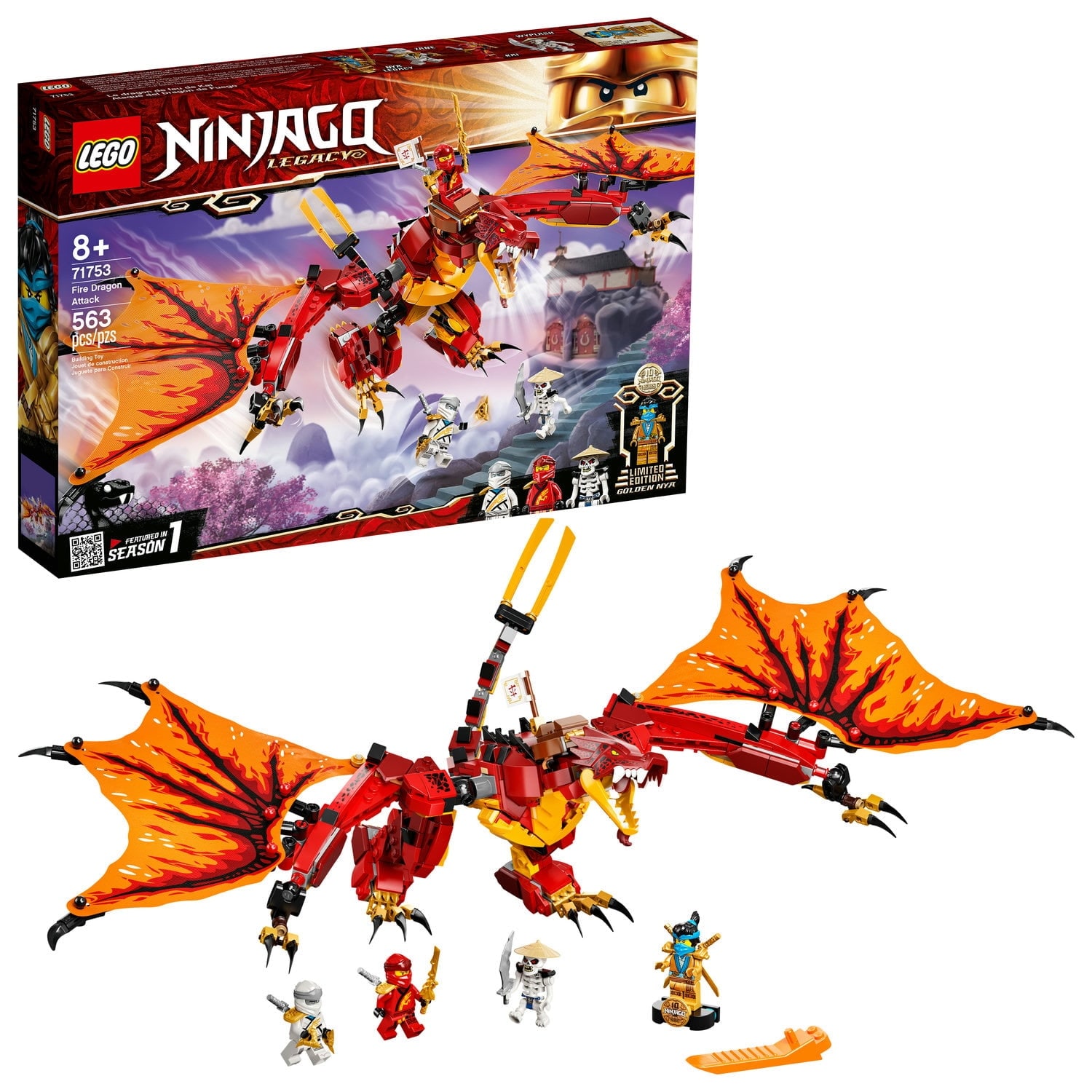 NINJAGO Legacy Fire Dragon Attack 71753 Ninja Building Toy (563