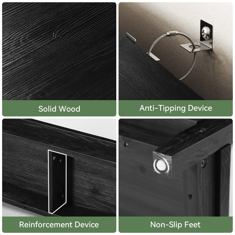 41.3" Solid Wood Console Table with Storage Shelf