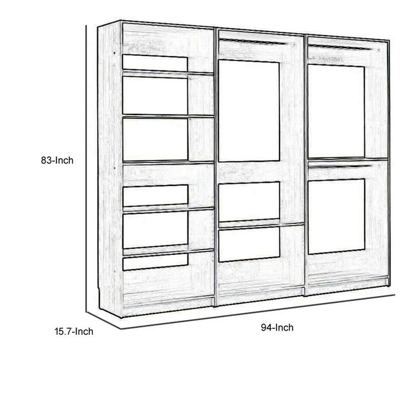 Dee Modular Closet System, 3 Clothing Racks, 6 Shelves in Oak Brown Wood