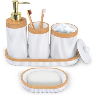 Accessory Set,5 PCS White Bathroom Accessories Set - Bed Bath & Beyond ...