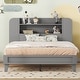 preview thumbnail 2 of 7, Twin/Full Size Platform Bed with Storage Headboard, White/Gray Finish, Durable Particle Board Construction, for teenagers.