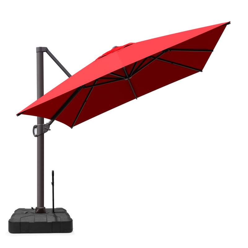 VredHom 10 x 13 Ft Outdoor Wind Vent Cantilever Patio Umbrella with Rod Base - Red