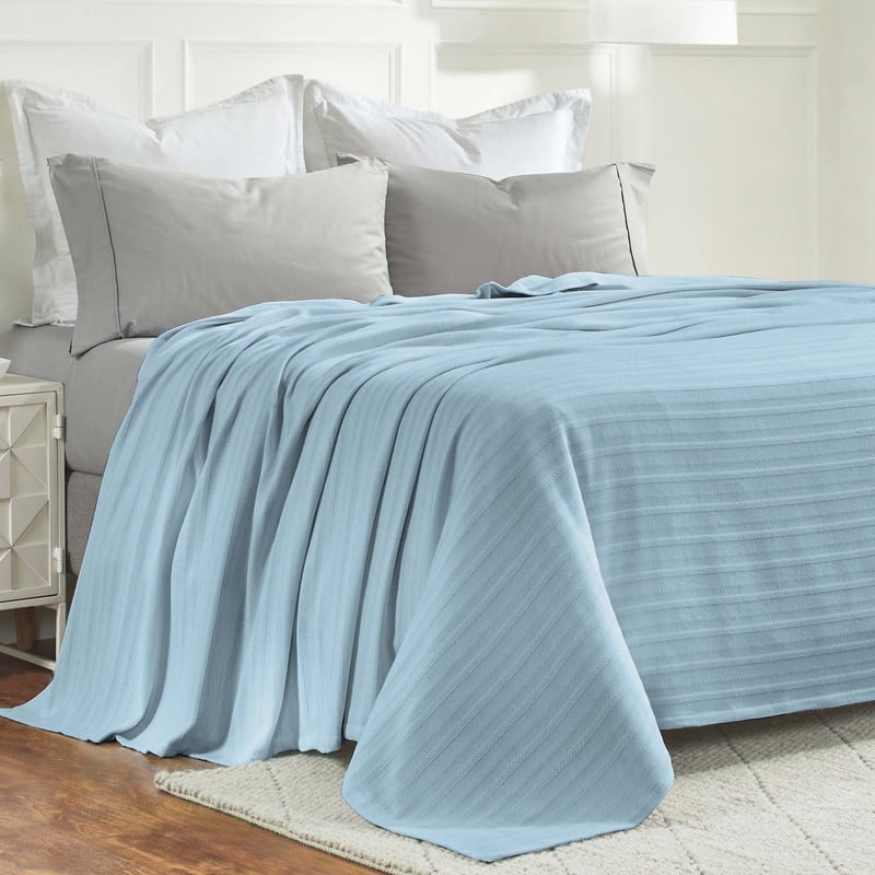 Superior Clara Cotton Textured Striped Lightweight Woven Blanket