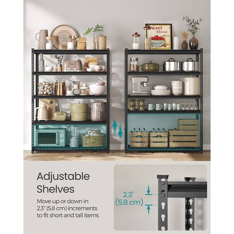 Ink-Black 5-Tier Storage Shelves, Steel Shelf, Boltless Assembly for Garage Shed