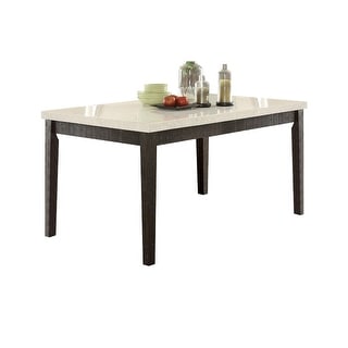 Rectangular Marble Dining Table in White and Dark Oak