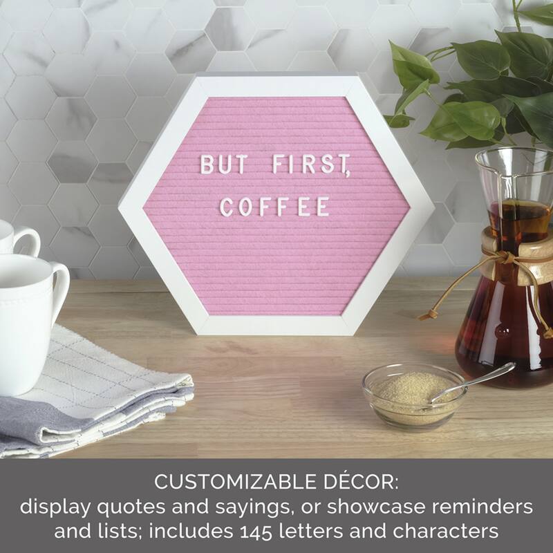 Melannco MDF Pink Hexagon Letter Board, 13X11 Inch