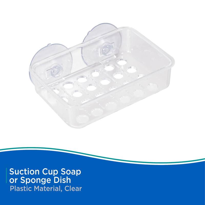 Kenney Plastic Suction Cup Soap or Sponge Dish - Clear