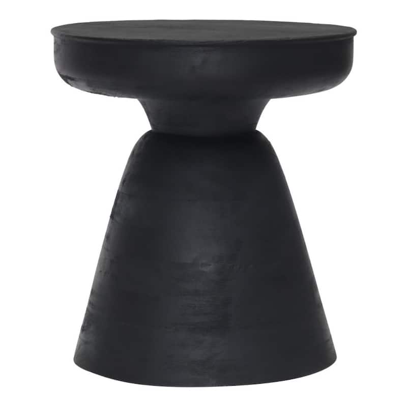 18" Black Solid Wood Round End Table Stylish Side or Nightstand - 15.90” x 15.90” x 18.10”
