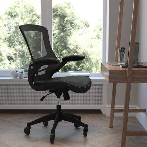 Ergonomic Swivel Task Chair with Roller Wheels & Flip Up Arms