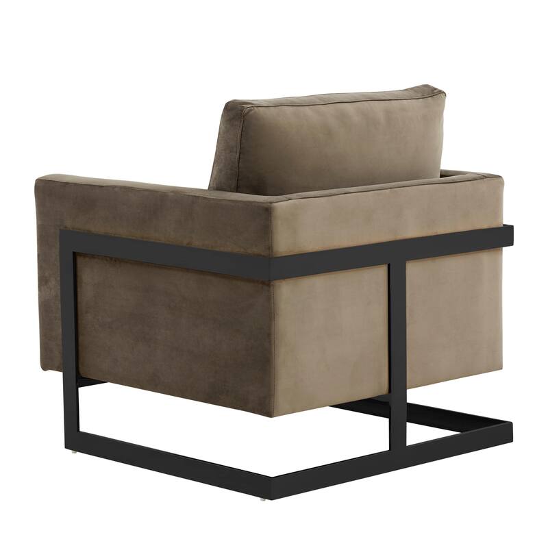 LeisureMod Lincoln Modern Velvet Arm Chair with Black Steel Frame - 35"